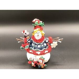 Whimsical Country Snowman w/ Penguin Friends-7" Tall-Christmas Winter‎ Decor